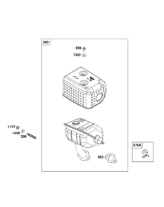 Exhaust Group Diagram and Parts List for 13R232-0153-F1 100000 - 19Z999 Briggs and Stratton Engine